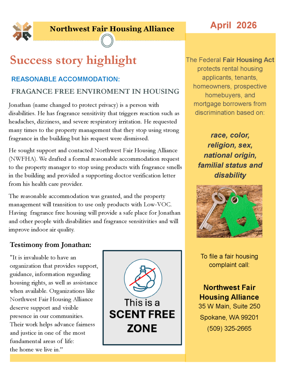 Sucess Story Fragance Free Housing